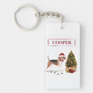 Porte-clés Beagle drôle Chien de Noël avec arbre
