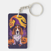 Porte-clés Beagle effrayant Halloween Sorcière et Citrouille (Dos)