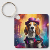 Porte-clés Beagle en costume vibrant (Recto)
