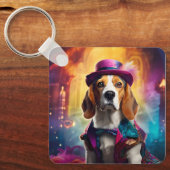 Porte-clés Beagle en costume vibrant (Recto)