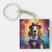 Porte-clés Beagle en costume vibrant (Devant)