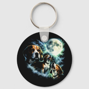 Porte-clés Beagle hurlant à la Lune – Chien de Chasse Nuit