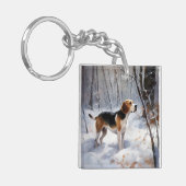 Porte-clés Beagle Laisser Neige Noël (Devant gauche)