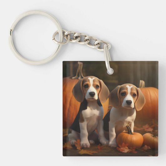 Porte-clés Beagle Puppy Automne Citrouille de plaisir (Devant)