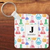 Porte-clés Beakers et flacons Fun Science Motif Monogramme (Recto)