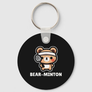 Porte-clés Bear minton Cute Kawaii Cartoon Bear Cub Badminton