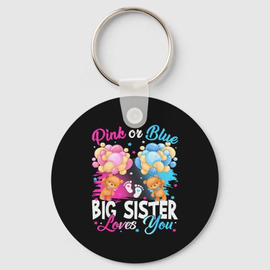 Porte-clés Bears Nk Or Blue Big Sister Loves You Gender Revea (Recto)