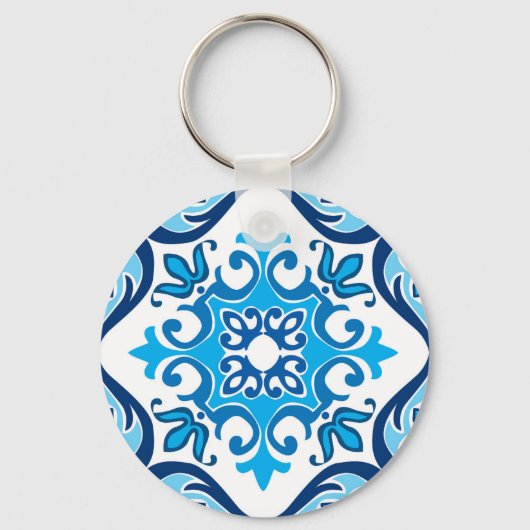 Porte-clés 💙 🤍 Beau bleu - blanc Azulejos X, (Recto)