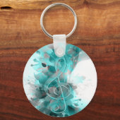 Porte-clés Beau bleu gris cool fleurs splatter feuille (Recto)