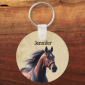 Porte-clés Beau Cheval Brown Nom personnalisé (Verso)