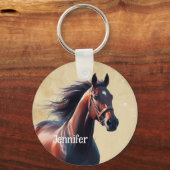 Porte-clés Beau Cheval Brown Nom personnalisé (Verso)
