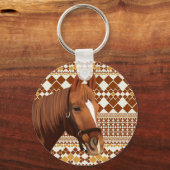 Porte-clés Beau cheval Brown sur Motif géométrique Earthy (Recto)