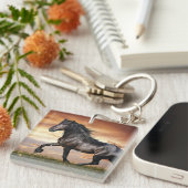 Porte-clés Beau Cheval Noir (Devant Droit)