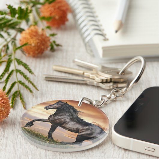 Porte-clés Beau Cheval Noir (Devant droit)