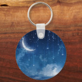 Porte-clés Beau ciel bleu nuit et croissant lune (Recto)