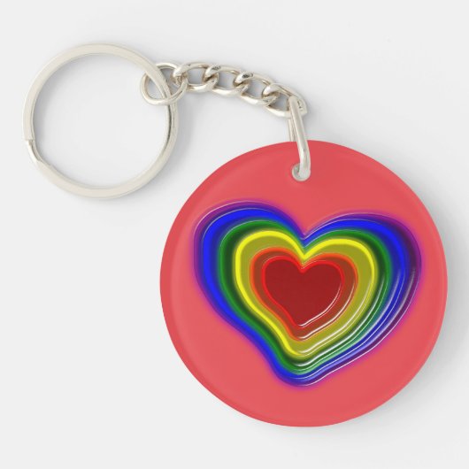 Porte-clés beau coeur arc-en-ciel (Devant)