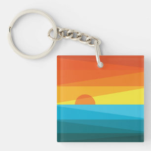 Porte-clés Beau coucher de soleil et vagues de mer