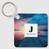 Porte-clés Beau coucher de soleil sur un Monogramme de lac Ca (Recto)