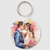 Porte-clés Beau couple Mariage avec mignonne drôle (Recto)