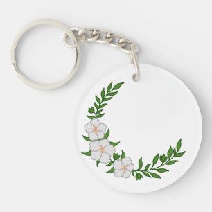 Porte-clés Beau Croissant de Couronne de fleurs blanches
