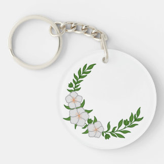 Porte-clés Beau Croissant de Couronne de fleurs blanches