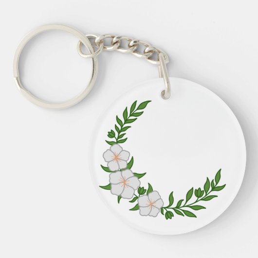Porte-clés Beau Croissant de Couronne de fleurs blanches (Devant)