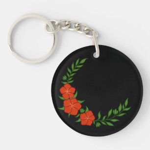 Porte-clés Beau Croissant de Couronne de fleurs rouges