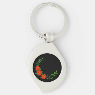 Porte-clés Beau Croissant de Couronne de fleurs rouges