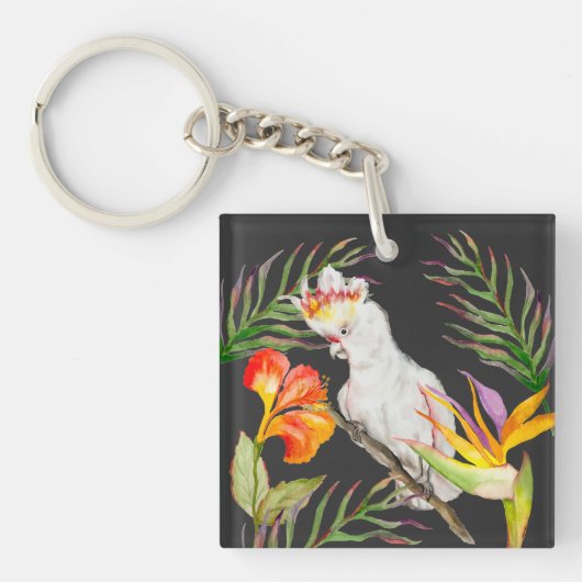 Porte-clés Beau dessin à la main de perroquet de cockatoo aqu (Devant)