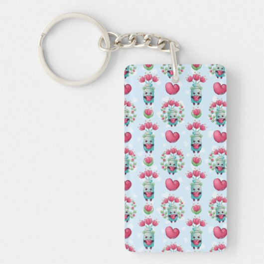 Porte-clés Beau Floral Mason Jar Hearts Motif (Devant)
