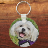 Porte-clés Beau Fluffy Blanc Maltais Chien Chien Chien (Recto)