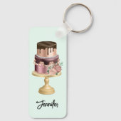 Porte-clés Beau gâteau de fête de Glam brillant (Verso)