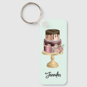 Porte-clés Beau gâteau de fête de Glam brillant (Recto)