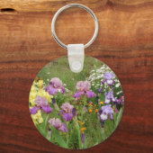 Porte-clés Beau Jardin fleuri pourpre Iris Irises (Verso)