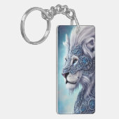 Porte-clés Beau Lion de Guerrier Blancs (Devant gauche)