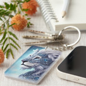 Porte-clés Beau Lion de Guerrier Blancs (Devant droit)