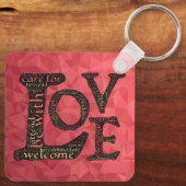 Porte-clés Beau LOVE WordArt - Diffuser l'amour et la compass (Verso)