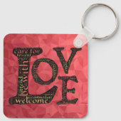 Porte-clés Beau LOVE WordArt - Diffuser l'amour et la compass (Dos)