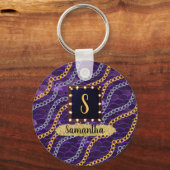Porte-clés Beau Monogramme violet Élégant Chic (Recto)