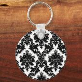 Porte-clés Beau motif Damas noir et blanc (Recto)