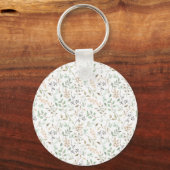Porte-clés Beau Motif de fleurs vert orange (Verso)