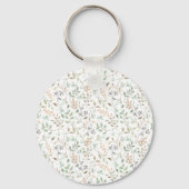Porte-clés Beau Motif de fleurs vert orange (Verso)