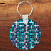 Porte-clés Beau Motif en Carrelage Abstrait en Bleu (Recto)
