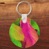 Porte-clés Beau Motif vert et rose (Recto)