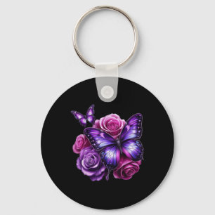 Porte-clés Beau Papillon Rose Violette Amoureux Papillon G