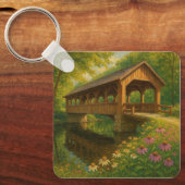 Porte-clés Beau pont couvert d'été art (Recto)