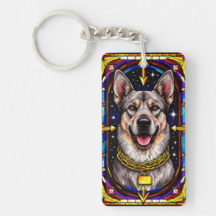 Porte-clés Beau portrait de chien dans une œuvre d'art en ver