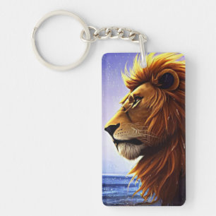 Porte-clés Beau Portrait de Lion en mer Personnalisé