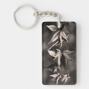 Porte-clés Beau Portrait japonais Feuille d'érable Sepia