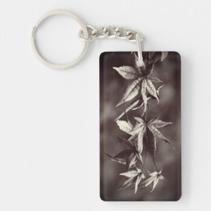 Porte-clés Beau Portrait japonais Feuille d'érable Sepia